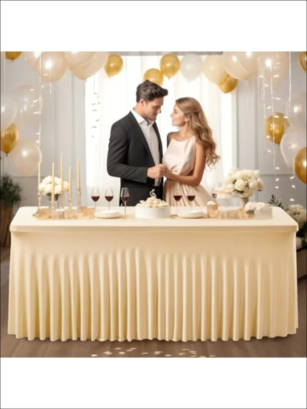 Spandex Tablecloth 4ft Rectangle Stretch Table Cover Skirt for Weddings Parties